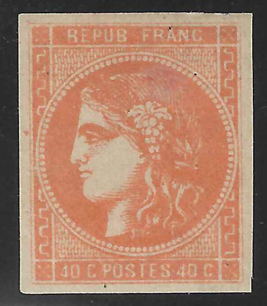 N°48 - Emission de Bordeaux - 40 c. orange - neuf* - TB - signé et avec certificat Calves