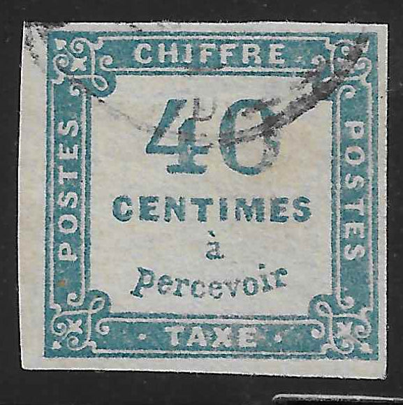 Taxe n° 7 - 40 c. bleu - oblitéré - TB - signé et avec certificat Calves