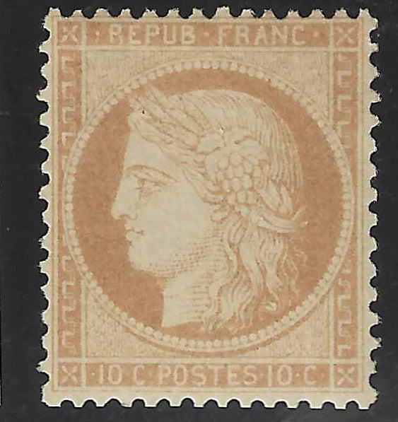 N°36 - Cérès - 10 c. bistre-jaune - neuf* - signé et avec certificat Calves