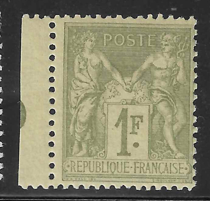 N°82 - Type Sage - 1 fr. olive clair (II) - neuf** - TB - signé Calves