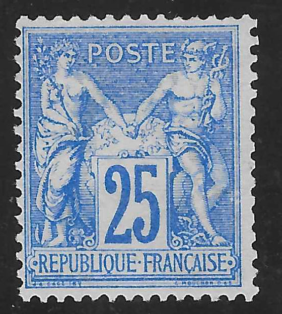 N°78 - Type Sage - 25 c. outremer (II) - neuf sans gomme - TB - signé Calves