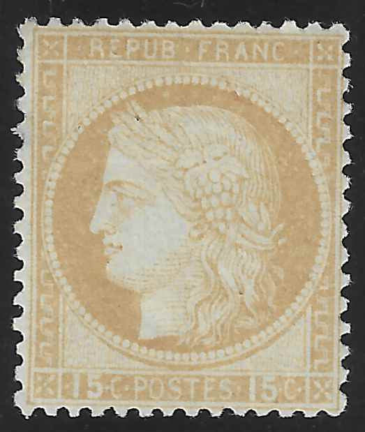 N°55 - Cérès - 15 c. bistre - neuf* - TB - signé et avec certificat Calves