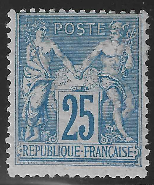 N°79 - Type Sage - 25 c. bleu (II) - neuf* - TB - signé et avec certificat Calves