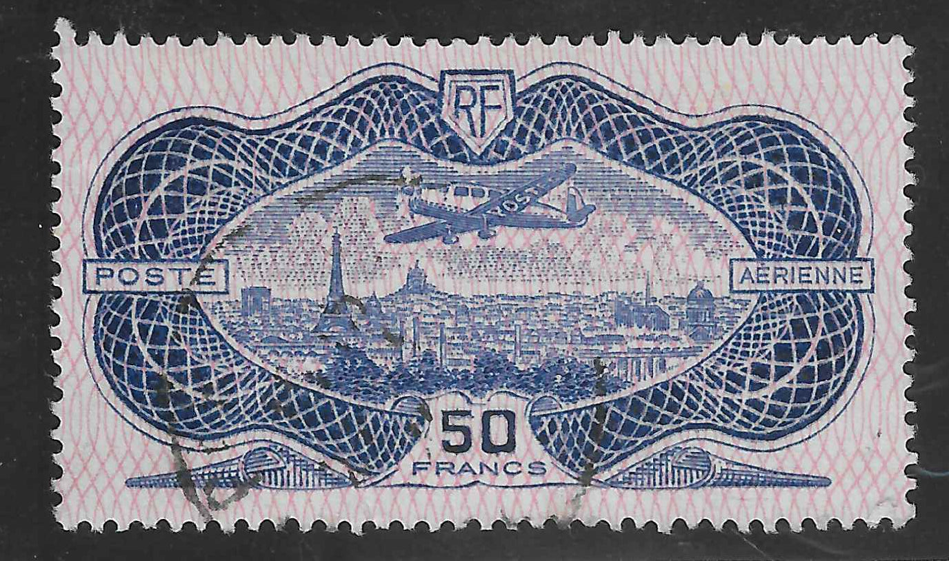 Poste aérienne n°15 - burelé - oblitéré - TB - signé Calves