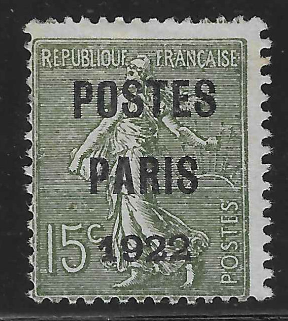 Préoblitéré n°31a - Postes Paris 1922 - sans gomme - TB - signé Scheller et avec certificat Calves