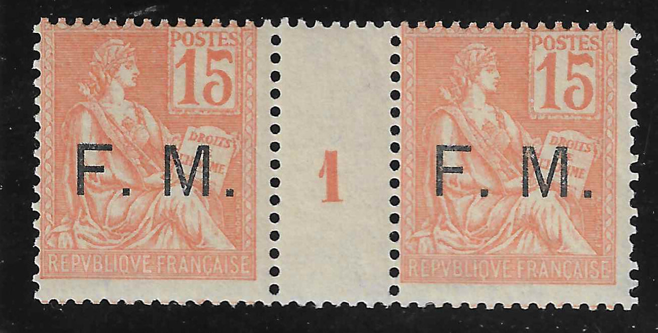 Franchise militaire n° 1 - paire avec millésime 1 - neuve** - SUP - signée et avec certificat Calves