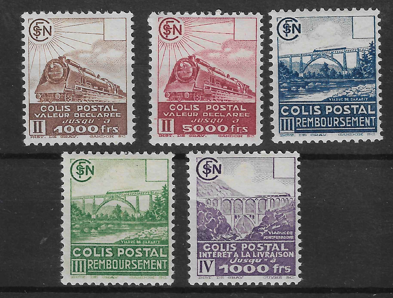 Colis postaux n°169A à 169F - neufs* - TB - signés et avec certificat Calves