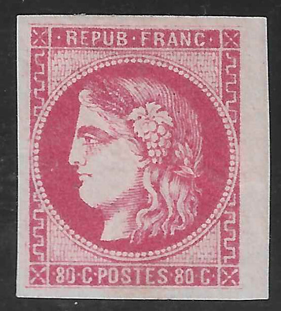 N°49b - Emission de Bordeaux - 80 c. rose - neuf* - TB - signé Brun et avec certificat Calves