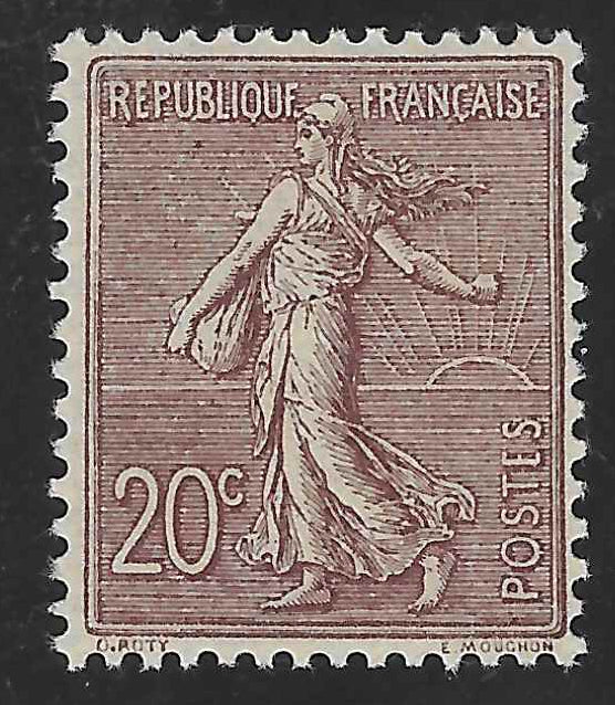 N°YT 131a - Semeuse - nuance brun-lilas foncé - neuf** - SUP - signé Calves