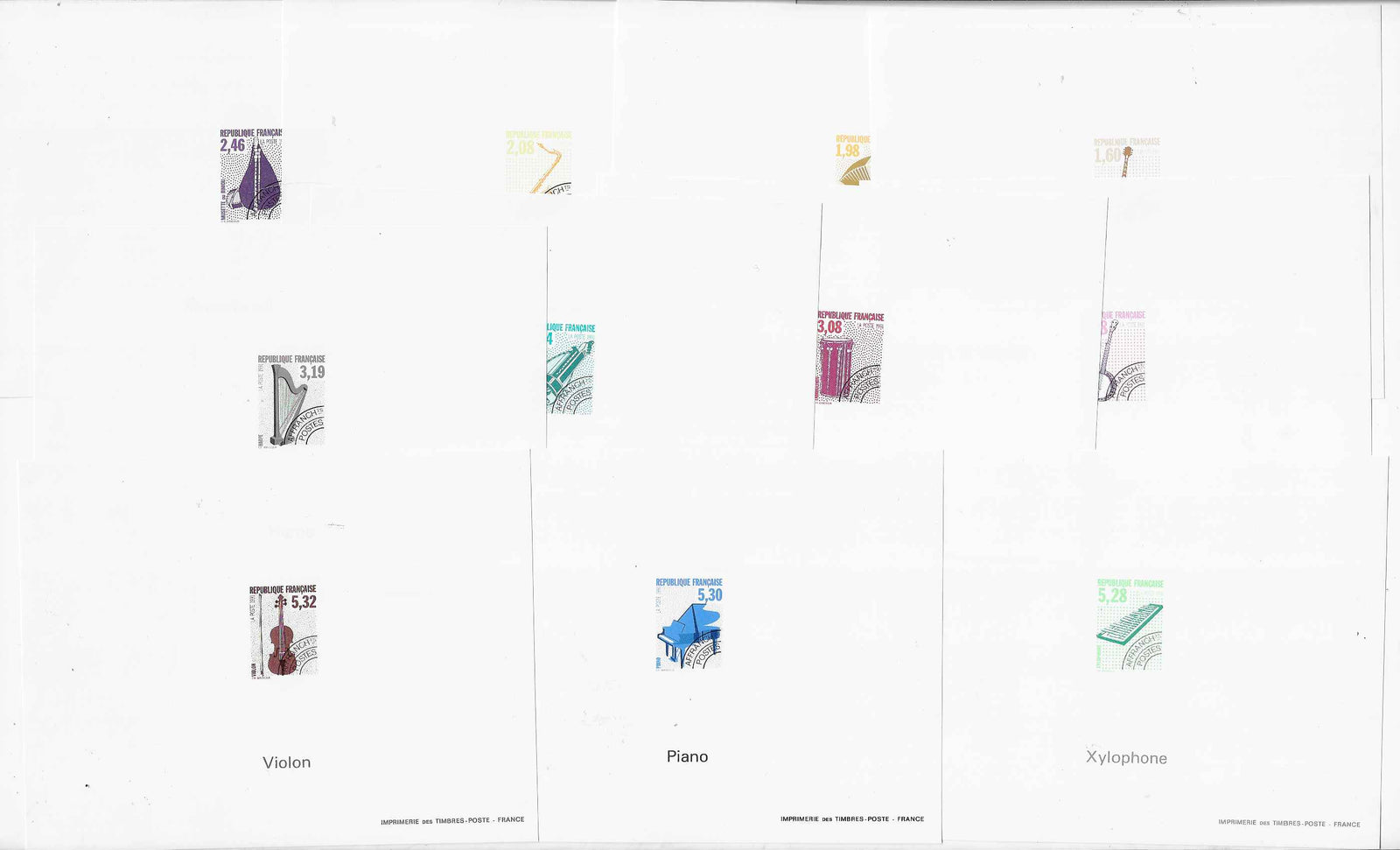 Préoblitérés n°YT 213 à 223 - les 11 feuillets gommés non dentelés - neufs** - SUP