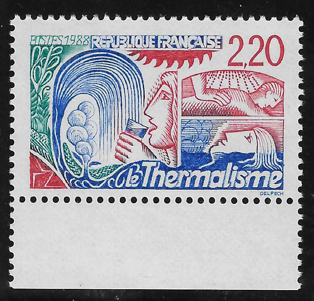 N°Yvert 2556a - Thermalisme rouge - neuf** - SUP - signé Calves