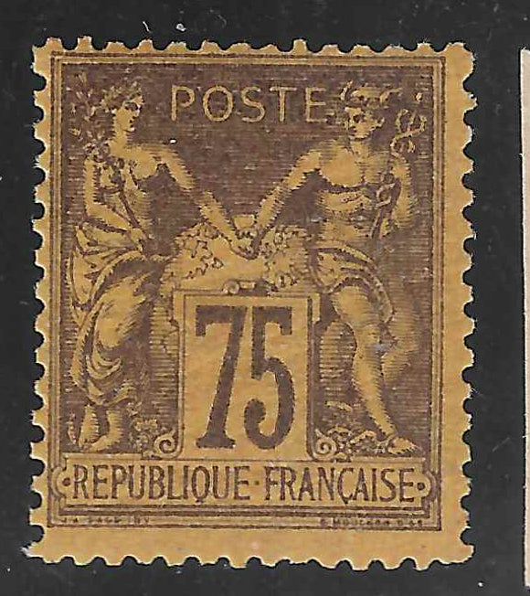 N°99a - Type Sage - 75 c. violet sur jaune (II) - neuf** - TB - signé et avec certificat Calves