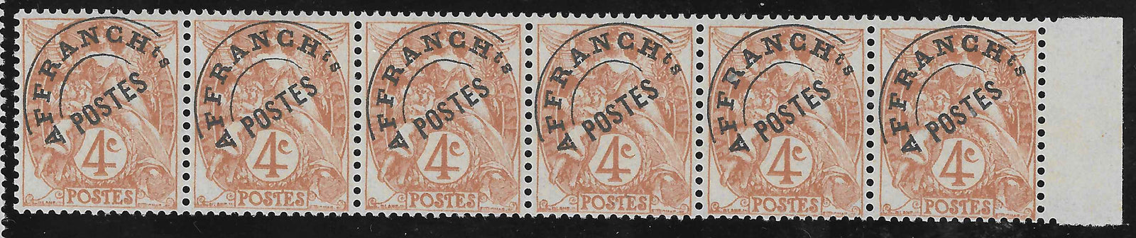Préoblitéré n°40a - issu de roulette - bande horizontale de 6 exemplaires - neuve** - TB - signée et avec certificat papier Calves