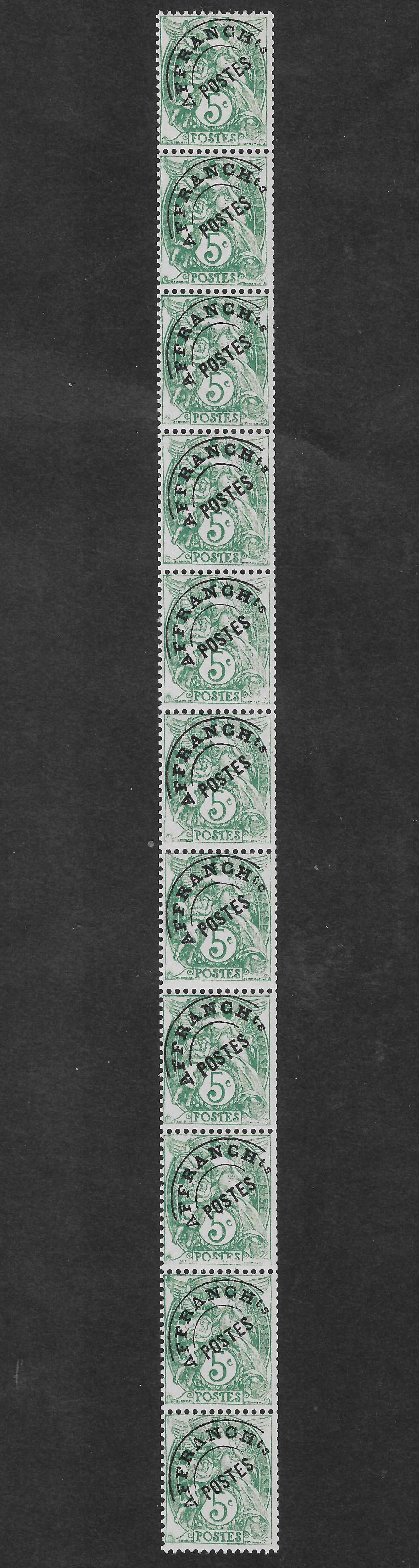 Préoblitéré n°41b - issu de roulette - bande verticale de 11 exemplaires - neuve** - SUP - signée et avec certificat papier Calves