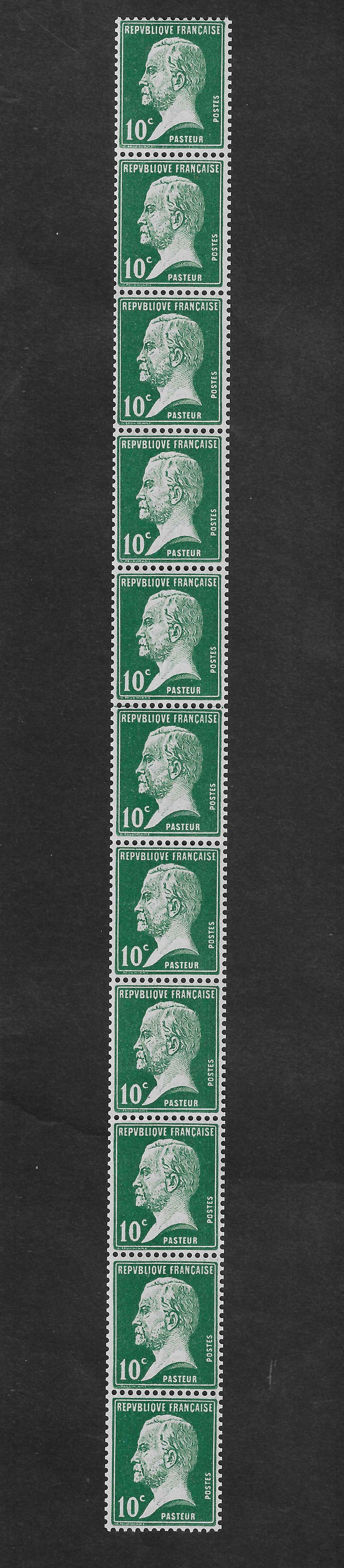 N°YT 170 - issu de roulette - bande verticale de 11 exemplaires - neuve** - TB - signée Calves