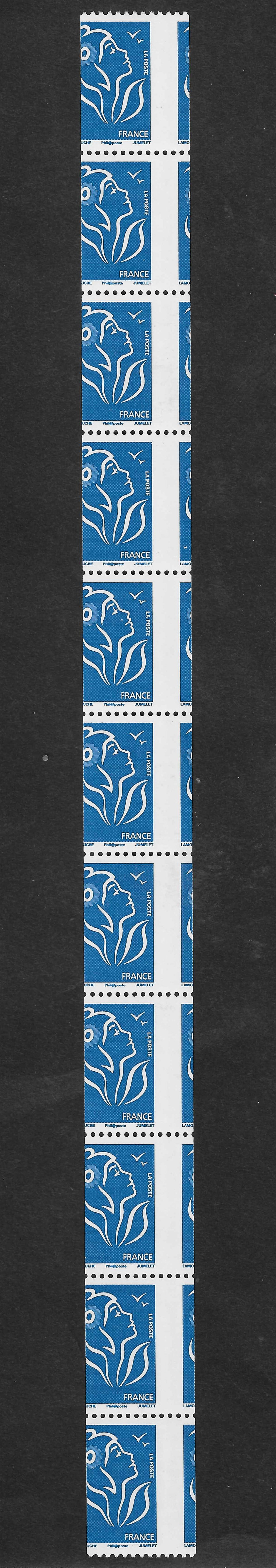N°Yvert 4159c - issus de roulette - bande verticale de 11 exemplaires avec piquage à cheval latéral - neuve** - SUP - signée Calves