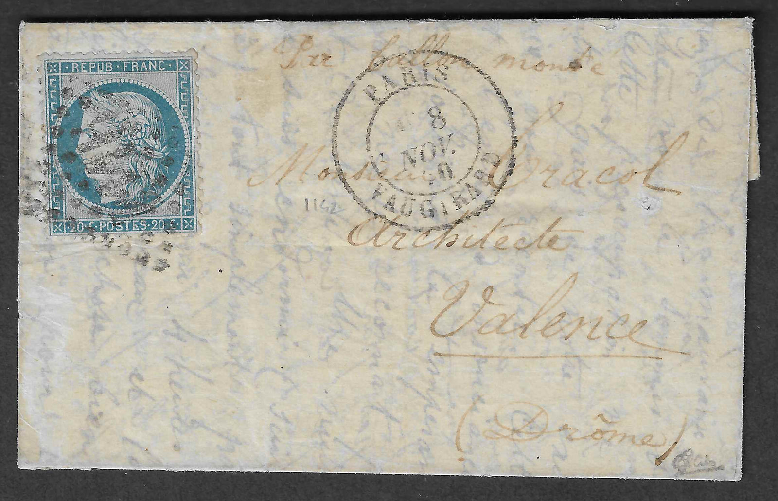Ballon-monté - Le Daguerre -  avec cachet GC 4116 de Vaugirard - TB - signé Calves