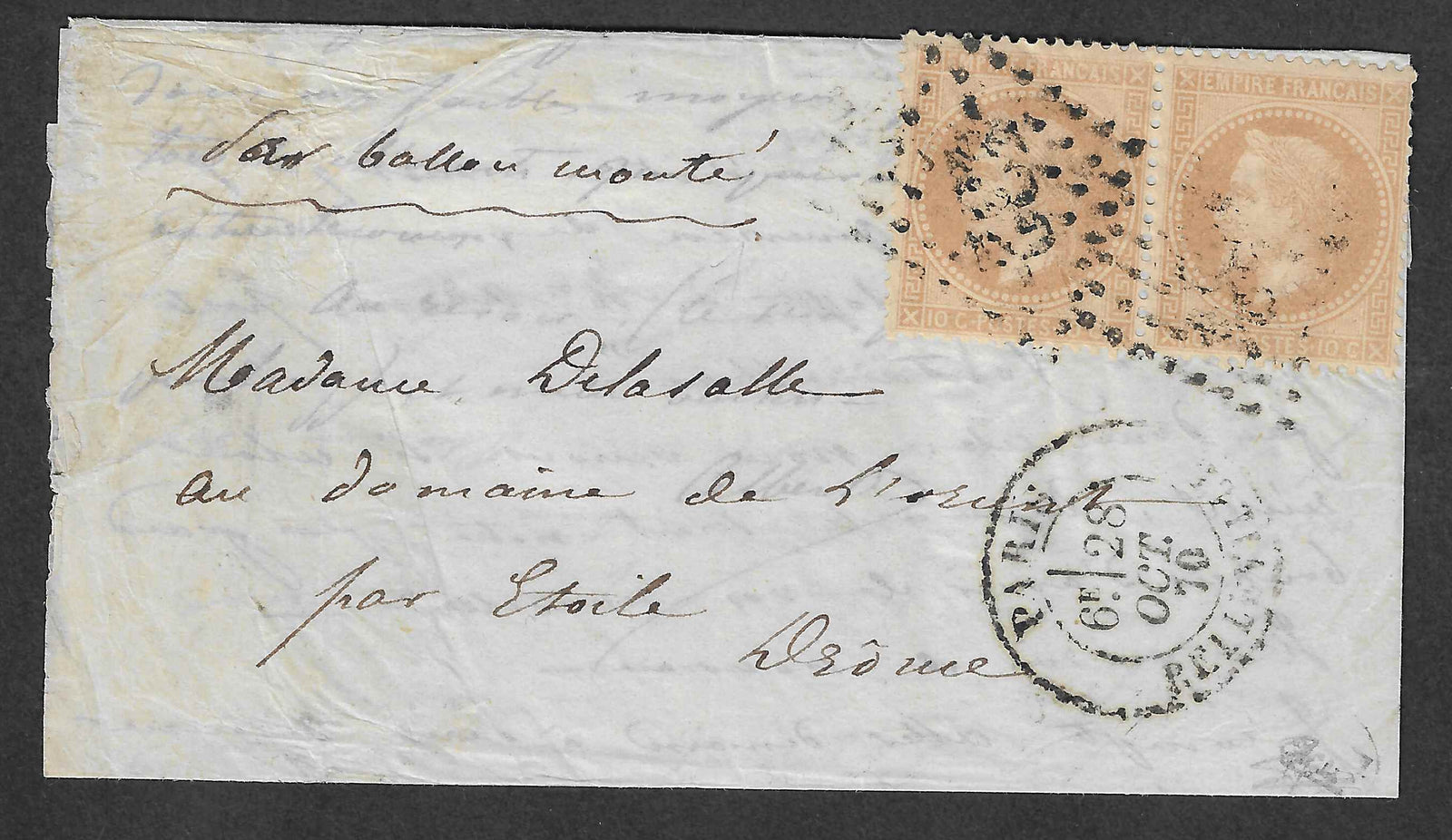 Ballon-monté - Le Colonel Charras - avec cachet GC 432 de Belleville - TB - signé Calves