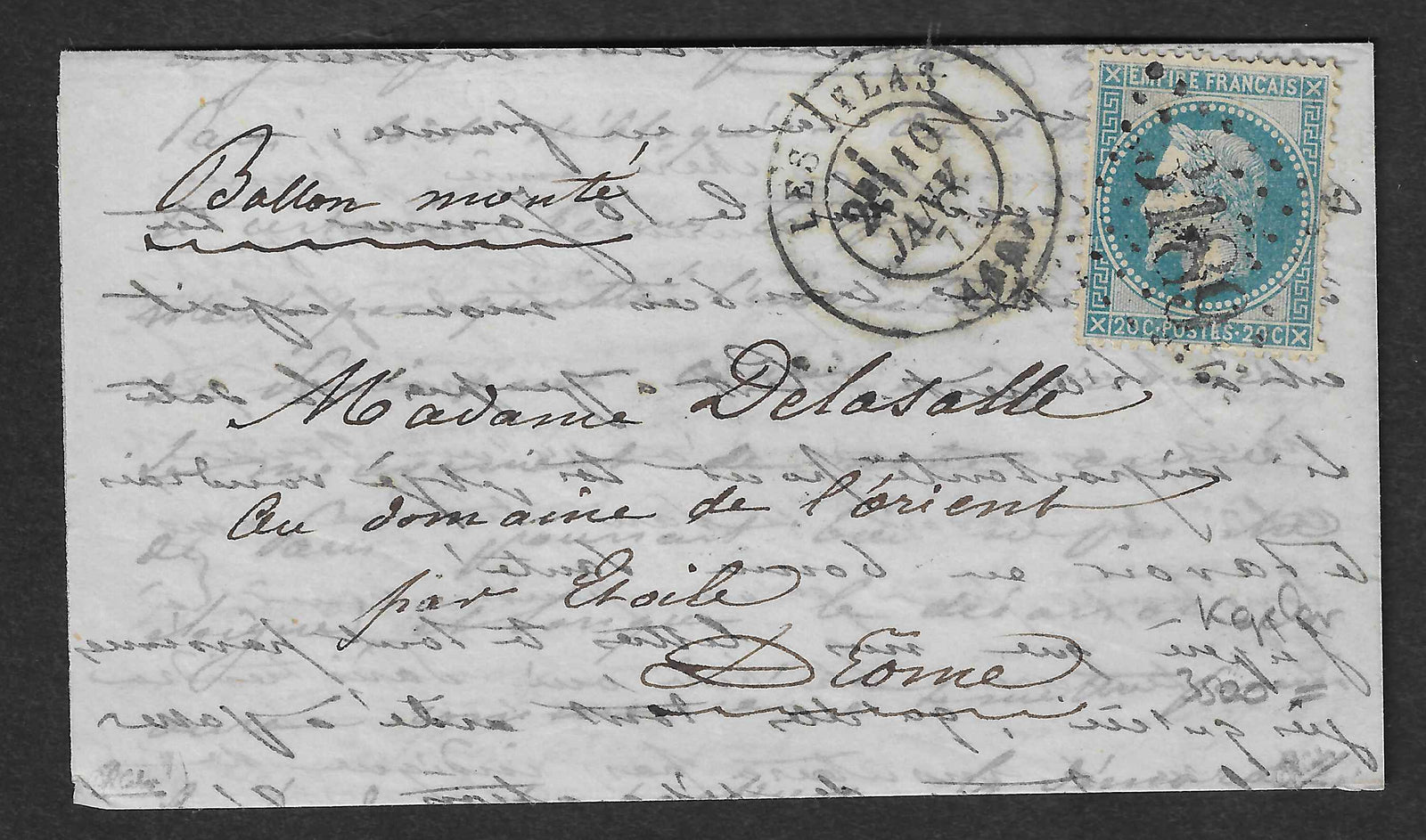 Ballon-monté - avec cachet GC 3189 Les Lilas et cachet d'arrivée - TB - signé Calves et avec certificat Behr