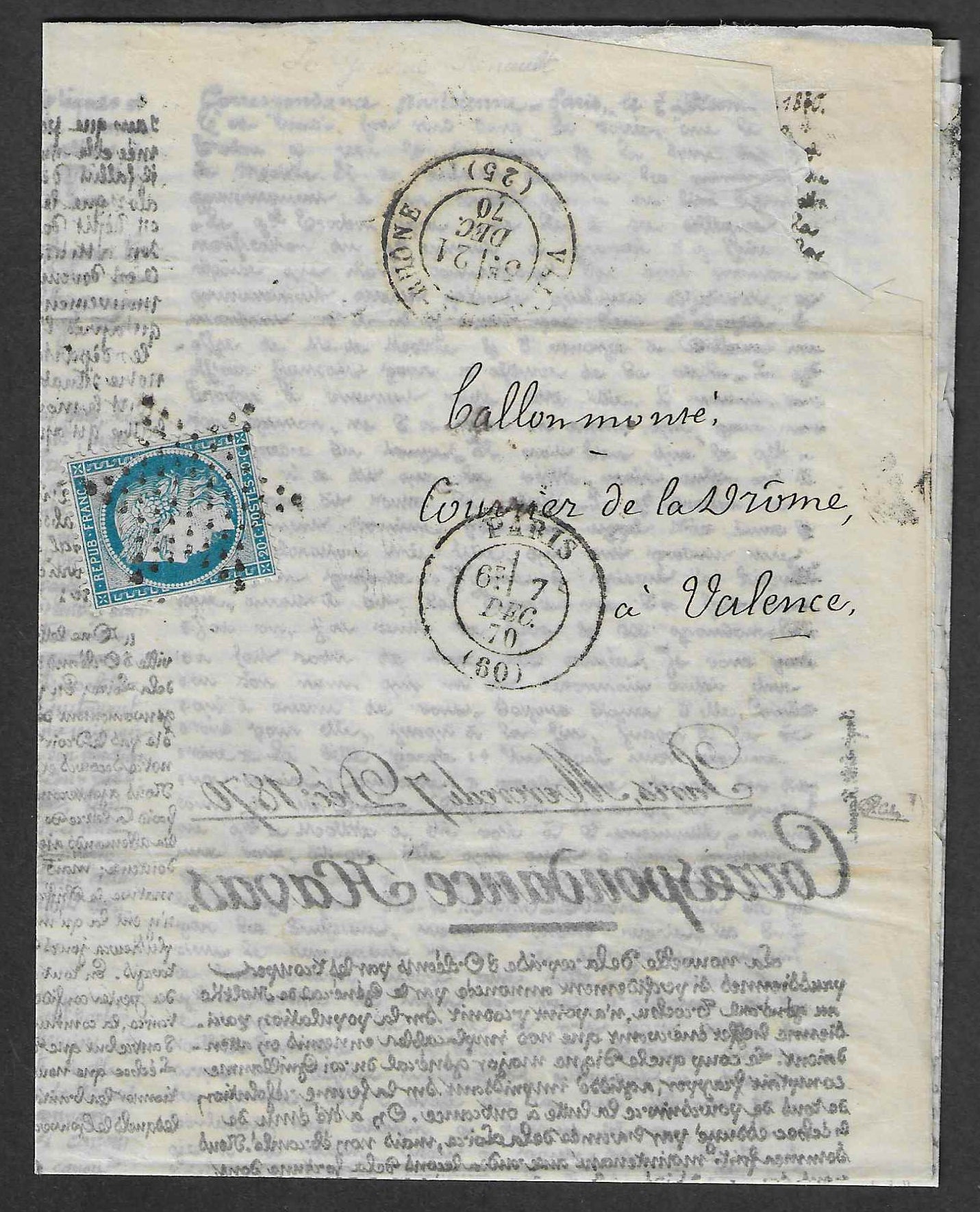 Ballon-monté - correspondance Havas - TB - signée Calves et avec certificat Robineau