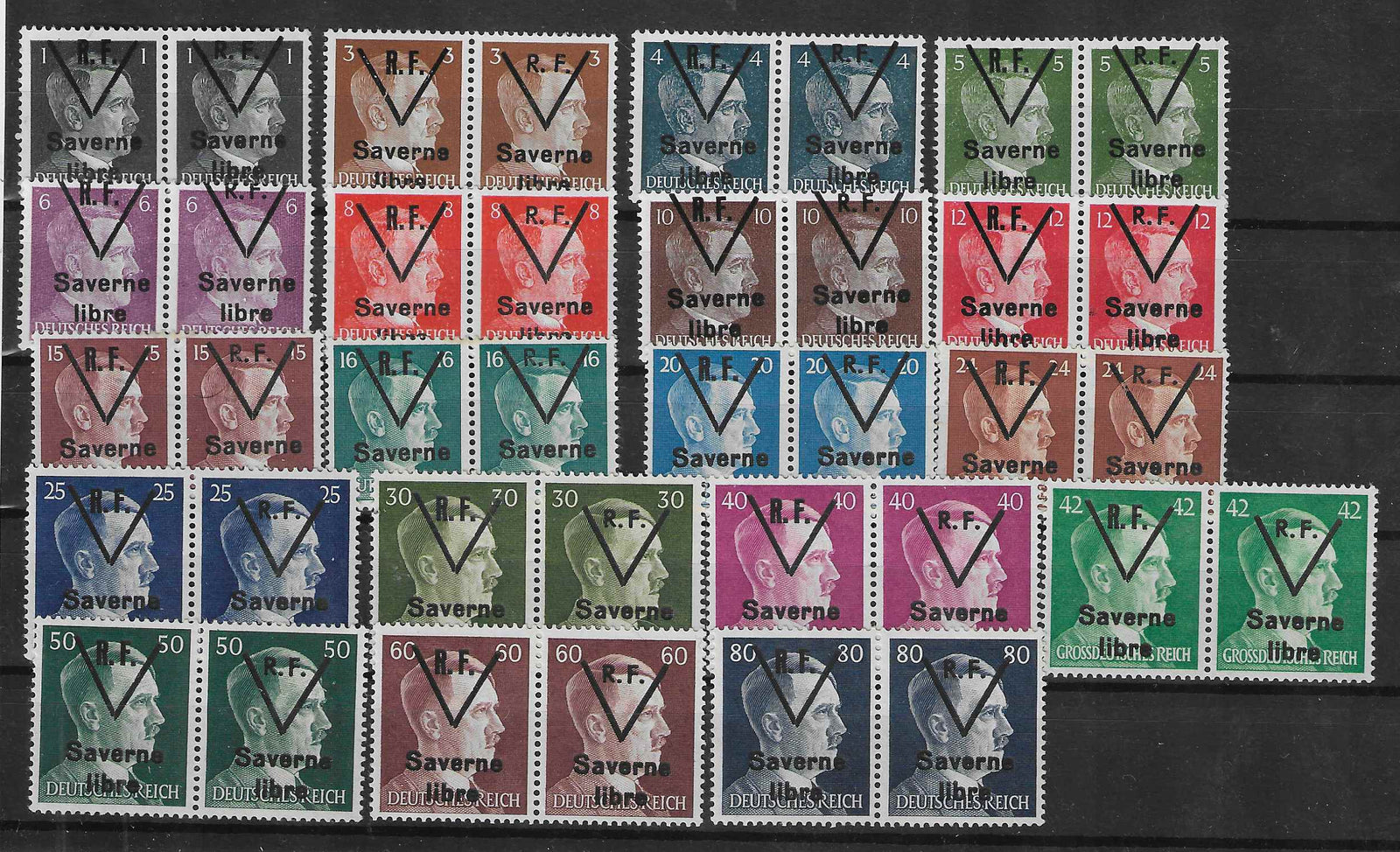 Libération de Saverne - n°1 à 19 - type I et type II se tenant - neufs** - SUP - signés et avec certificat papier Calves