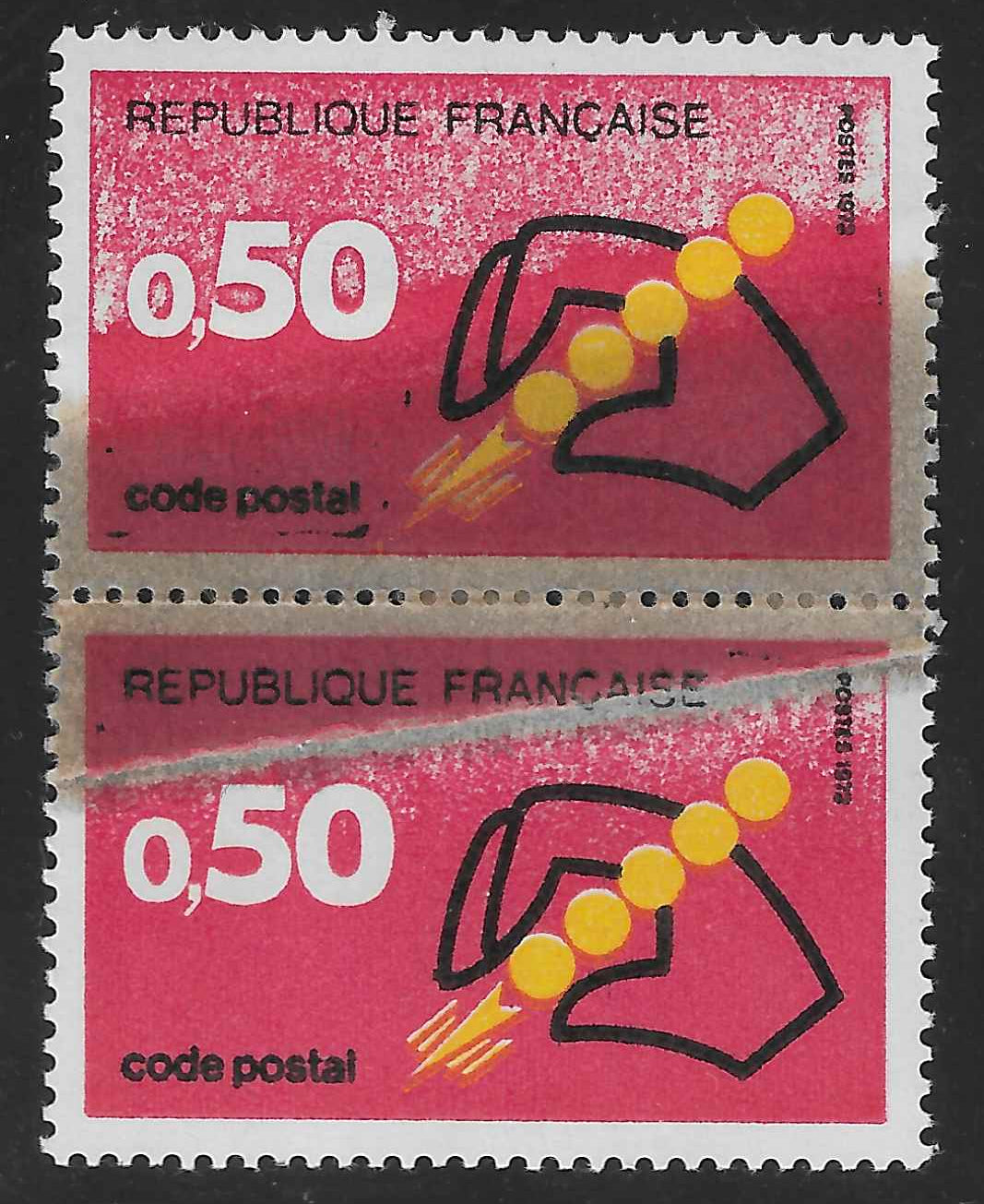 N°Yvert 1720 - paire avec impression sur raccord - neuve** - SUP - signée et avec certificat Calves