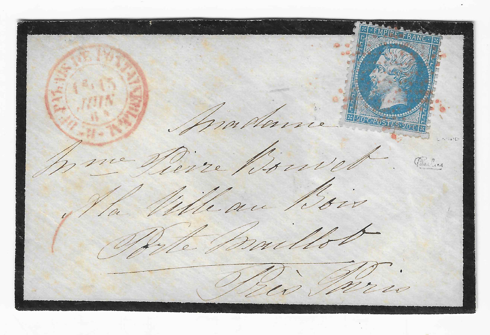 N°22 - Empire - oblitéré étoile rouge sur lettre du Palais de Fontainebleau - SUP - signée Calves et avec certificats papier Calves et Robineau