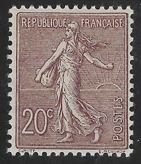 N°YT 131a - Semeuse - brun-lilas foncé - neuf** - SUP - signé Calves