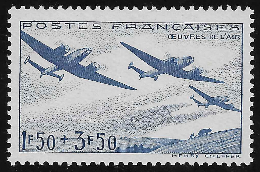 N°YT 540A - oeuvres de l'air - bleu-gris - neuf** - SUP -  signé et avec certificat papier Calves