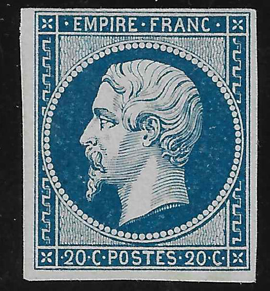 N°14Ad - Empire - 20 c. bleu foncé sur vert - NSG - TB - signé Brun et Roumet et avec certificat papier Calves