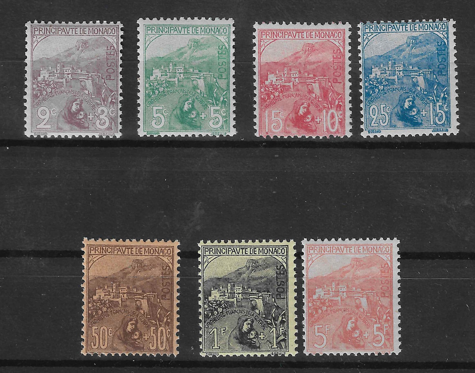 Monaco - n°27 à 33 - Orphelins - neufs** - SUP - signés et avec certificat papier Calves