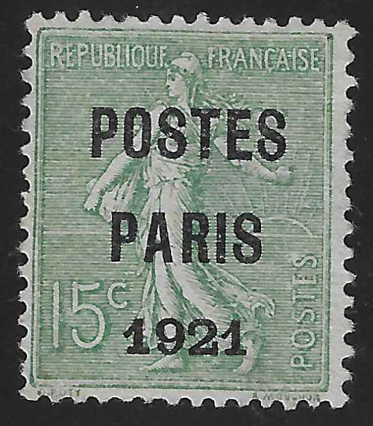 Préoblitéré n°28 - Postes Paris 1921 - sans gomme - TB - signé Calves