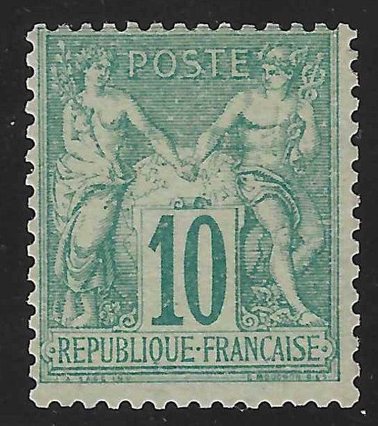 N°65 - Type Sage - 10 c. vert (I) - neuf* - TB - signé et avec certificat Calves