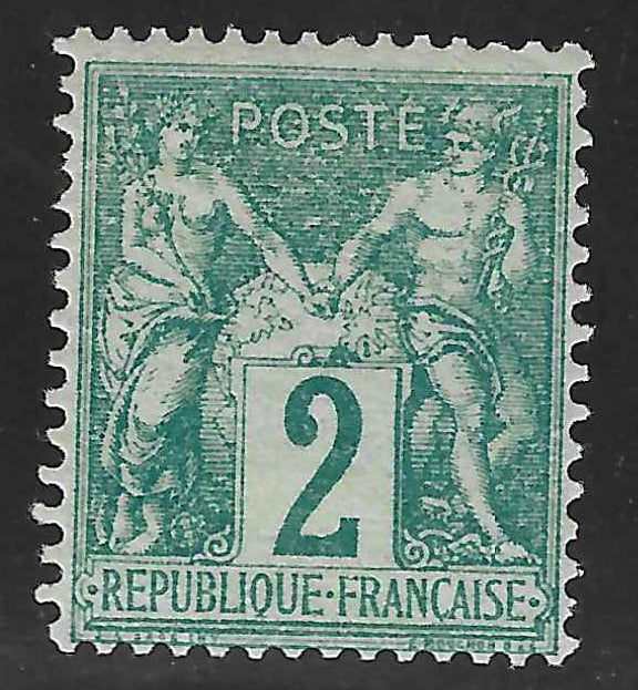 N°62 - Type Sage - 2 c. vert (I) - neuf* - signé et avec certificat Calves