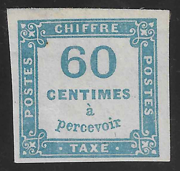 Taxe n° 9 - 60 c. bleu - neuf* - TB - signé Calves