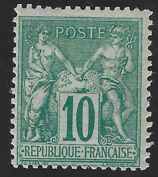 N°76 - Type Sage - 10 c. vert (II) - neuf* - TB - signé et avec certificat Calves