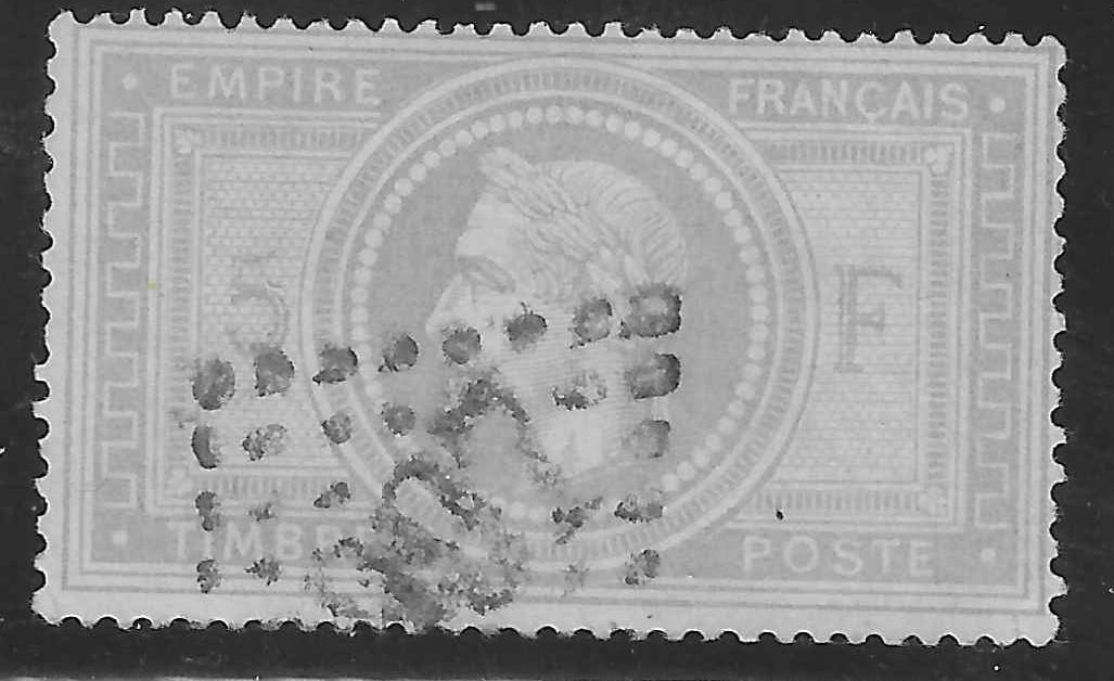 N°33 - Empire lauré - 5 fr. violet-gris - oblitéré - signé et avec certificat Calves