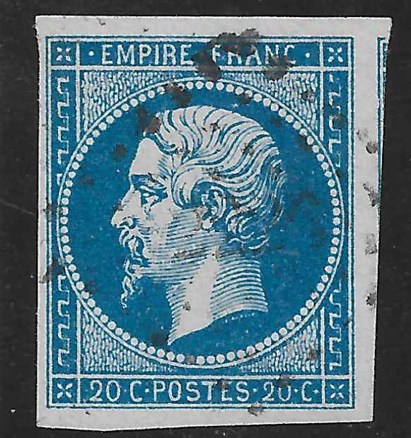 N°14Ad - Empire - 20 c. bleu sur vert - type I - oblitéré - TB - signé Calves et Brun