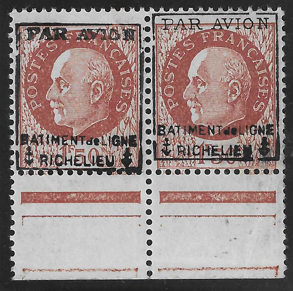 Poste aérienne militaire n° 3 et 3b - double surcharge tenant à normal - neufs** - SUP - signés et avec certificat Calves