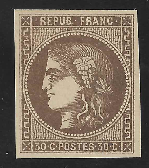 N°47 - Emission de Bordeaux - 30 c. brun - neuf* - TB - signé et avec certificat Calves