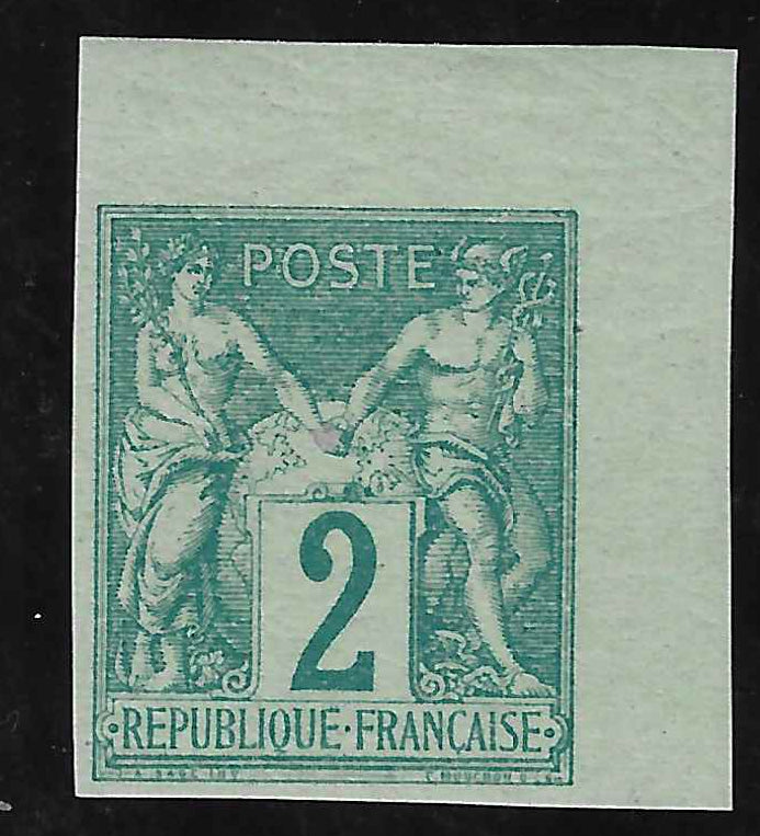 N°62a - Type Sage - 2 c. vert (I) - non dentelé - neuf* - SUP - signé Brun et avec certificats Calves et Robineau