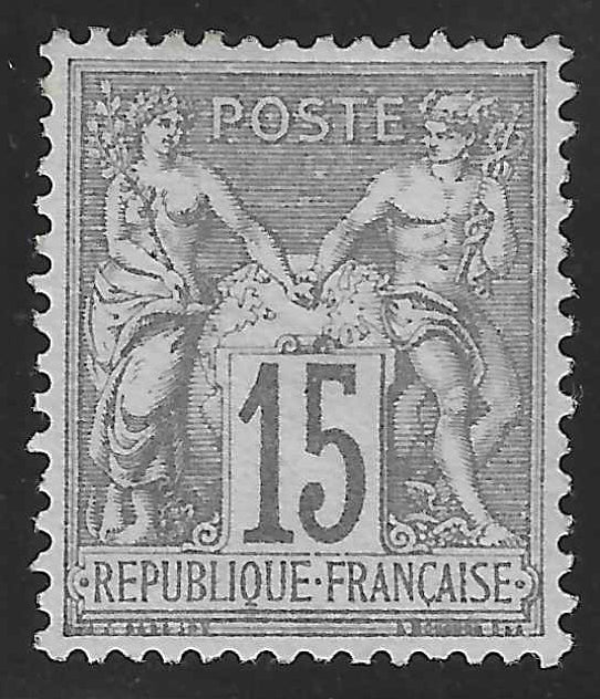 N°66 - Type Sage - 15 c. gris (I) - neuf* - TB - signé et avec certificat Calves