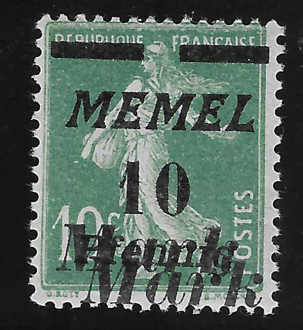 Memel - n°79a - double surcharge Mark - neuf** - TB - signé Scheller