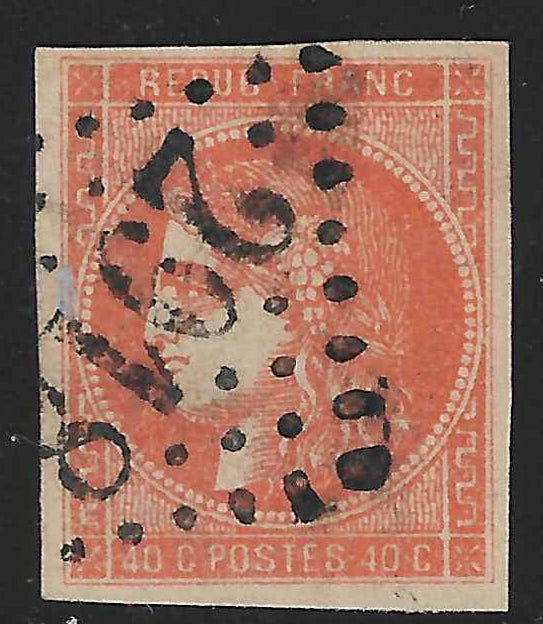 N°48a - Emission de Bordeaux - 40 c. orange vif - oblitéré - TB - signé Calves