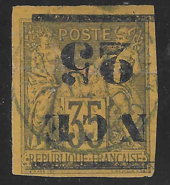 Nouvelle-Calédonie - n° 4a - surcharge renversée - oblitéré - B/TB - signé Calves