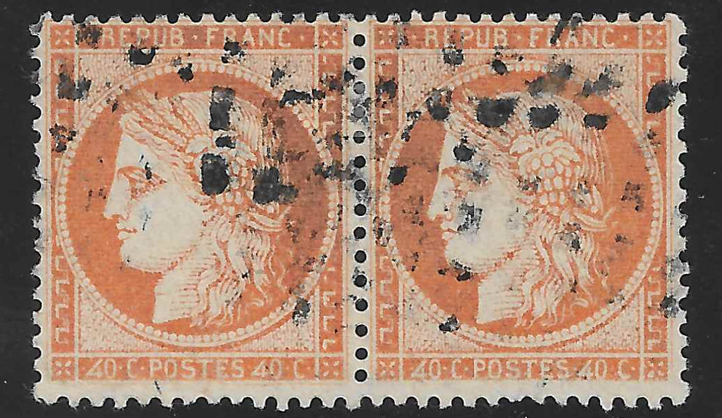 N°38f - Cérès - paire de 4 retouchés - oblitérée - TB - rare - signée et avec certificat papier Calves