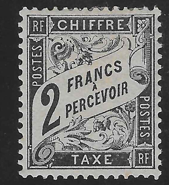 Taxe n°23 - 2 f. noir - neuf* - TB - signé Scheller et avec certificat papier Calves