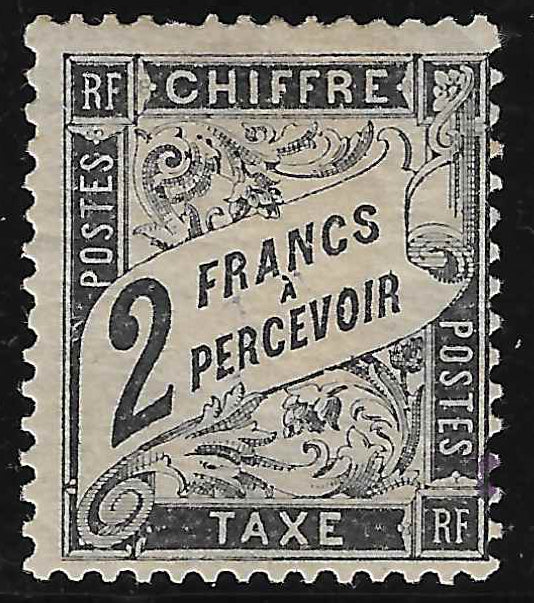 Taxe n°23 - 2 f. noir - neuf* - TB - signé et avec certificat papier Calves