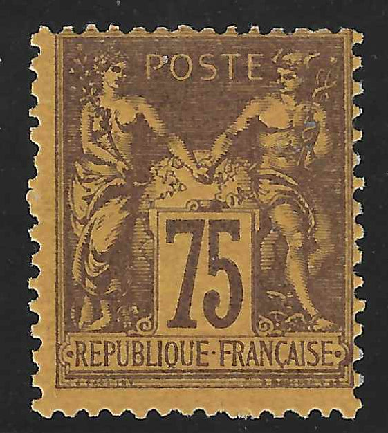 N°99 - Type Sage - 75 c. violet sur orange (II) - neuf* - TB - signé Calves