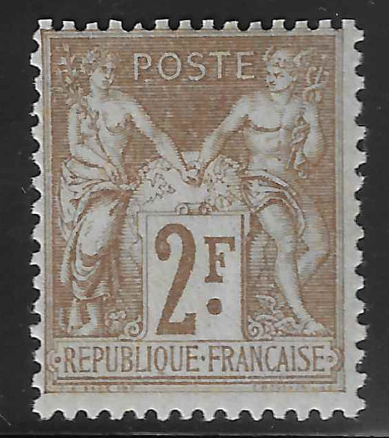 N°YT 105 - Type Sage - 2 fr. bistre sur azuré - neuf* - TB - signé Scheller